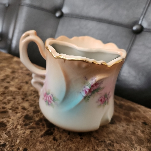 Brandenburg Gilded Porcelain Moustache or Shaving Mug GOLD W/PINK ROSES EUC - Picture 4 of 5